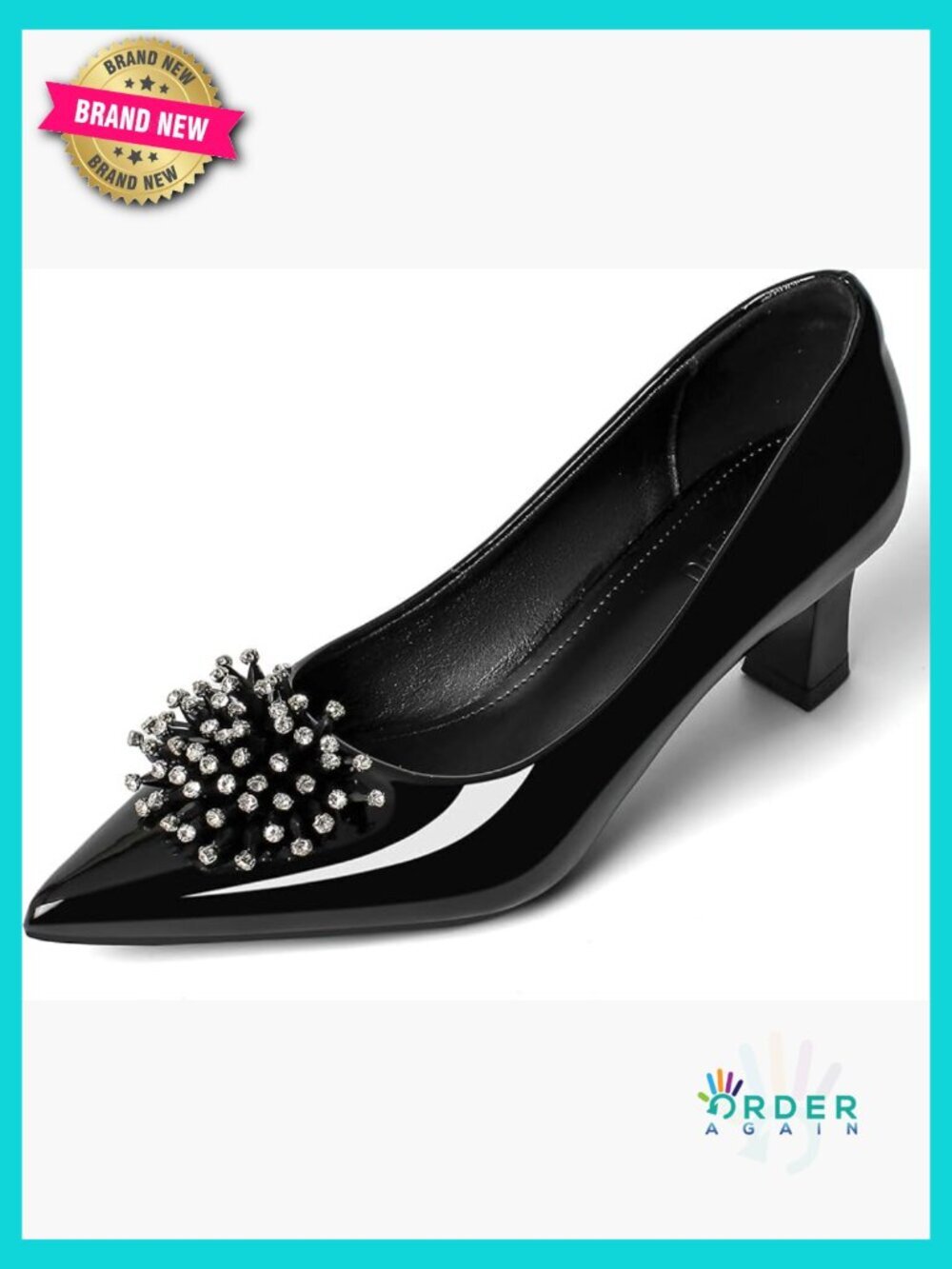 Women's Rhinestone Pointed Toe Kitten Heel Pumps Wedding Party Dress Shoes